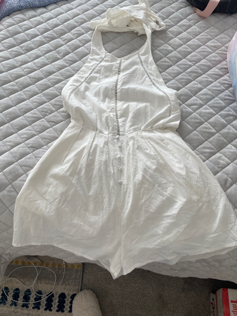 Women’s White Halter Romper Shorts